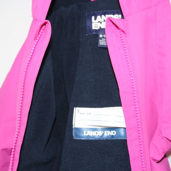 Lands End Bunting Snowsuit 6-12 Months Girl Hot Pink Double Zipper Fleece - Picture 5 of 8